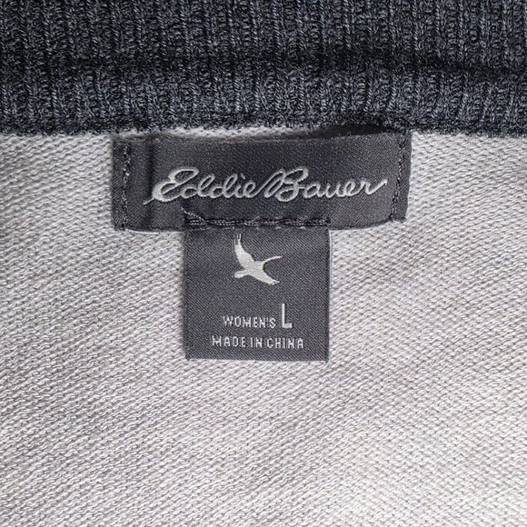 Eddie Bauer Womens Gray and White Striped Cardigan Sweater Size Large - Picture 3 of 12
